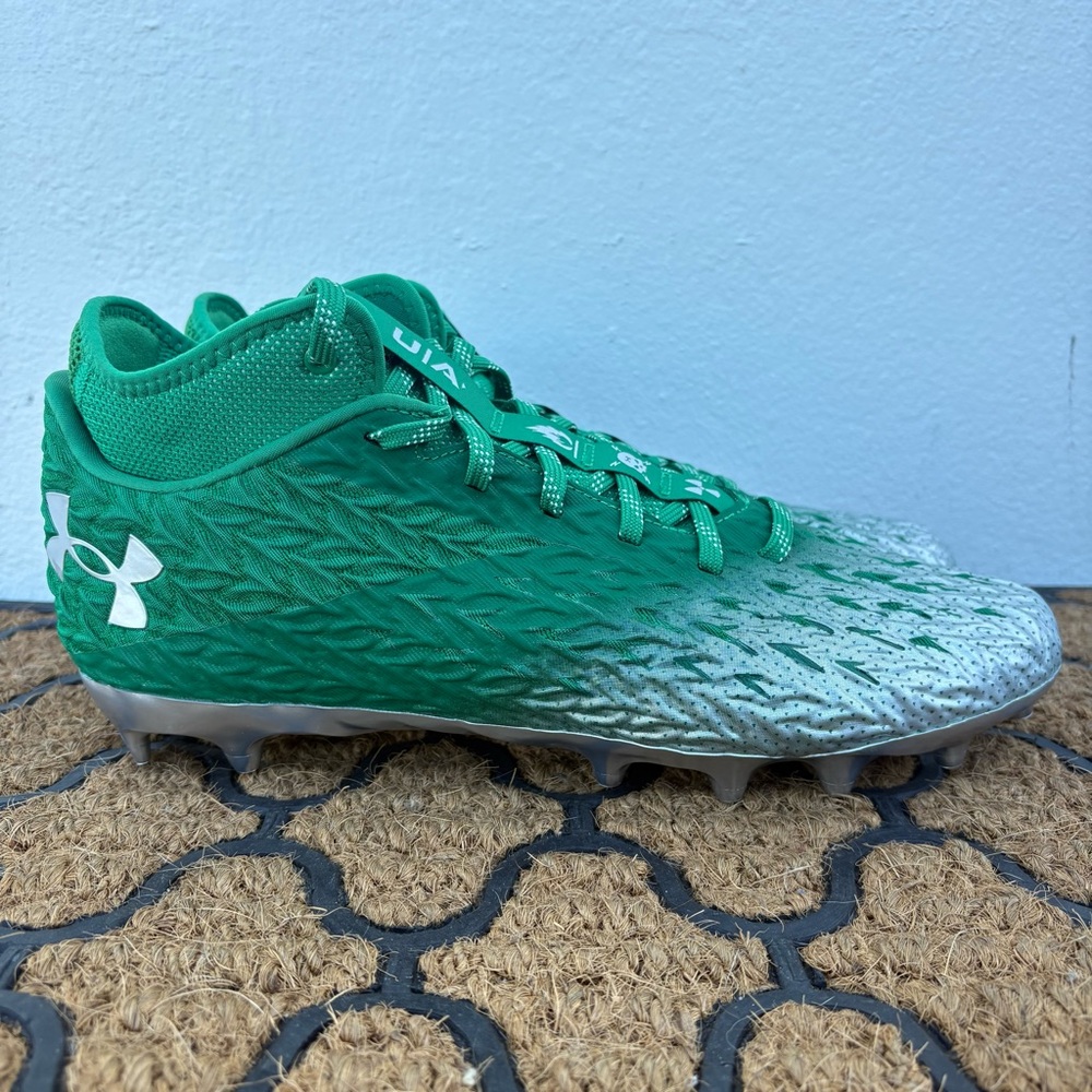 UNDER ARMOUR Spotlight Clone 4 MC Forrest Green Silver Football Cleats Mens 11.5